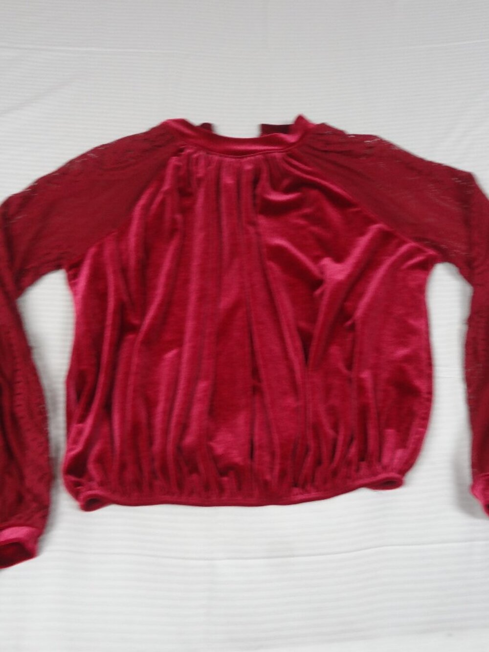 FREE PEOPLE DREAM TEAM TOP VELVET LACE XS WOMENS LONG SLEEVE L728 (MISSING CLASP